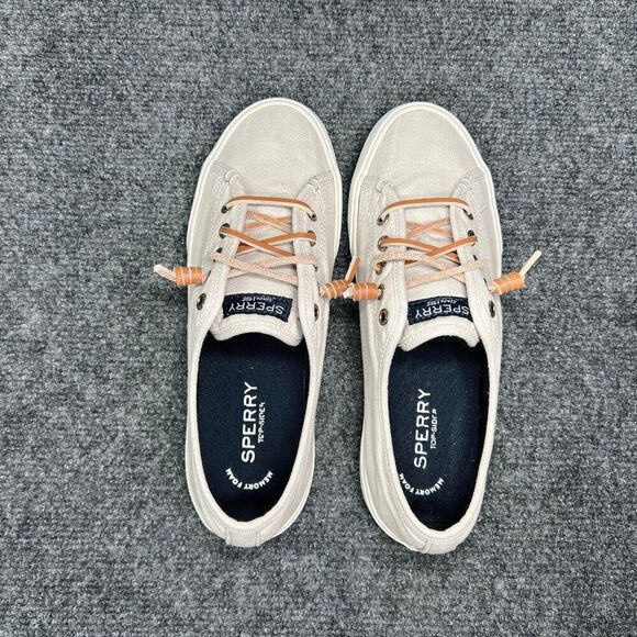 Sperry Seacoast Sneakers Womens Size 7.5 Grey Canvas Slip On Summer Casual Shoes - Picture 9 of 12